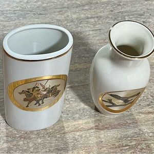 The art of Chokin Porcelain 24kt gold trim set